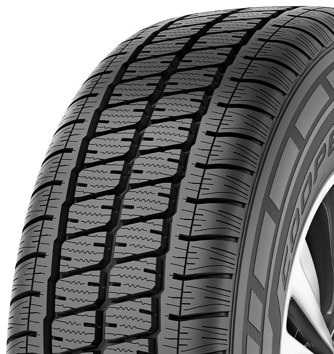 COOPER ALL SEASON VAN, 205/75 R16 113R označení pneumatik EU – hodnocení přilnavosti za mokra: C, hodnocení spotřeby paliva: D, hodnocení hluku: 74 dB,  pneumatika na sněhu