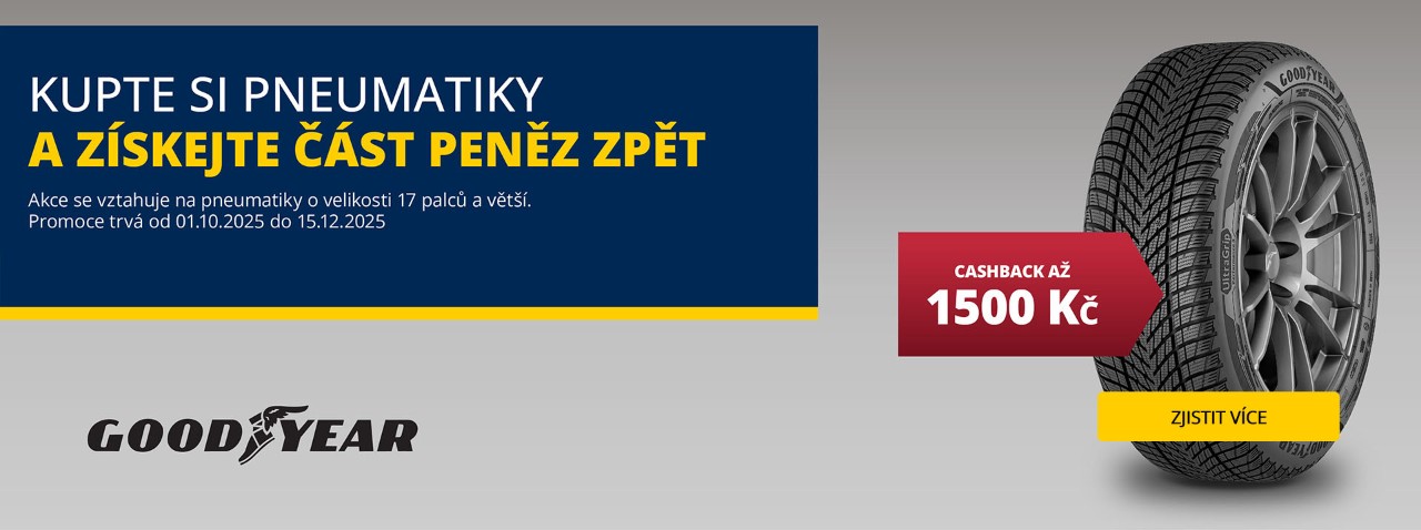 Kup si pneumatiky Goodyear a vrátíme ti peníze zpět na účet